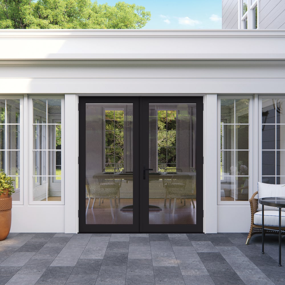 JELD-WEN 72-in x 80-in Fiberglass French, Left-hand outswing – installed room view