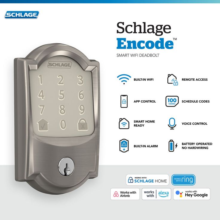 Camelot Encode Smart Wifi Door Lock with Alarm in Satin Nickel