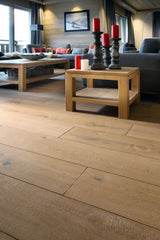 Flooors by LTL Oak Oak rustic, brushed, hand scraped, white oiled hardwood flooring — alternate angle