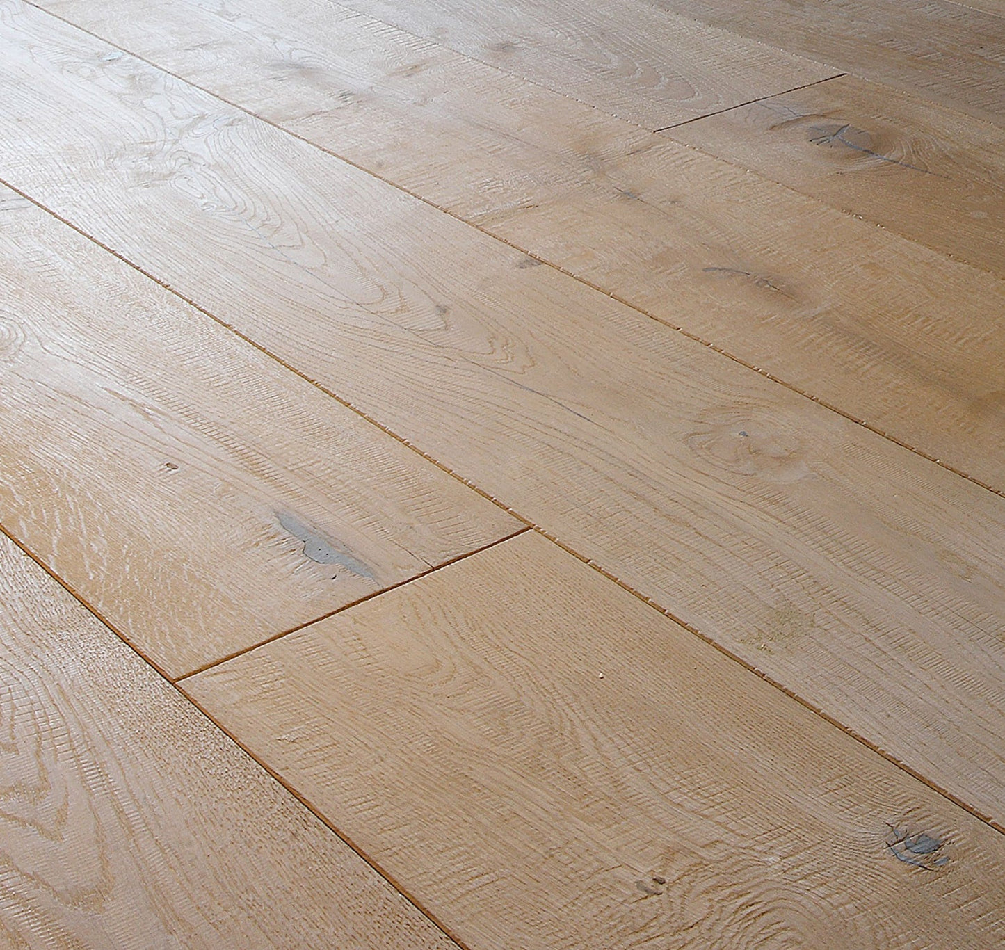 Flooors by LTL Oak Oak rustic, brushed, hand scraped, white oiled hardwood flooring — lifestyle view