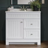 Style Selections Ellenbee 36.5-in White Single Sink Bathroom Vanity with White Cultured Marble Top