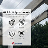 AmeriLux International MR 9 in. 3.16-ft x 8-ft Corrugated Clear Polycarbonate Roof Panel
