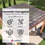 AmeriLux International CoverLite 2.16-ft x 8-ft Corrugated Smoke Polycarbonate Roof Panel