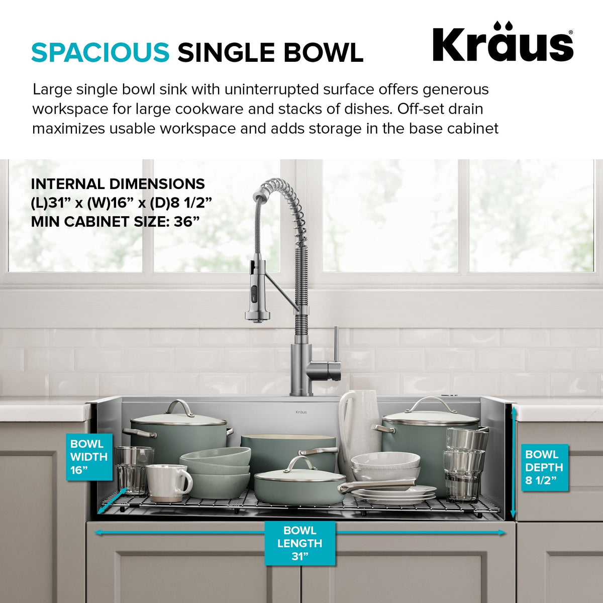 Kraus Kore 33-in x 22-in Stainless Steel Single Bowl Dual-Mount Workstation Kitchen Sink, 2-Hole All-in-One Kit with Accessories