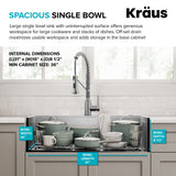 Kraus Kore 33-in x 22-in Stainless Steel Single Bowl Dual-Mount Workstation Kitchen Sink, 2-Hole All-in-One Kit with Accessories