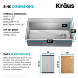 Kraus Kore 33-in x 22-in Stainless Steel Single Bowl Dual-Mount Workstation Kitchen Sink, 2-Hole All-in-One Kit with Accessories