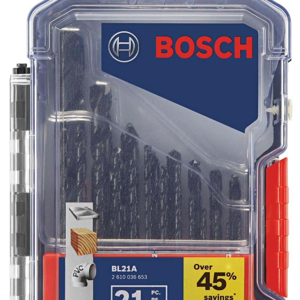 Bosch 21-Piece Assorted Black Oxide Coated HSS Jobber-Length Twist Drill Bit Set