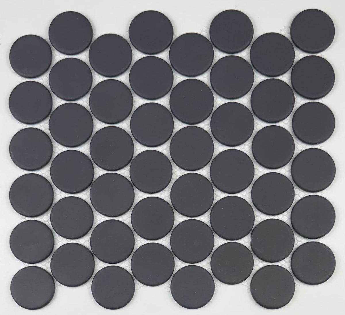 Vidro Real Graphite Black 11-in x 12-in Honed Recycled glass Round Mosaic Floor and Wall Tile product image