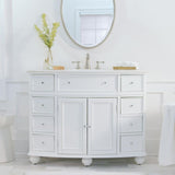 Hampton Harbor 45 in. W x 22 in. D Bath Vanity in White with Natural Marble Vanity Top in White Natural