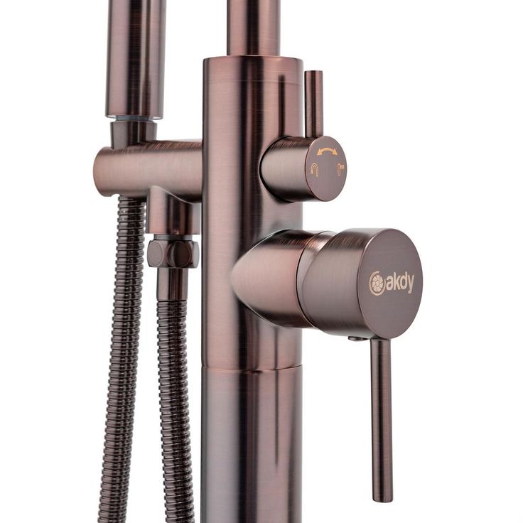 2-Handle 45.47 in. Freestanding Floor Mount Tub Faucet Bathtub Filler with Hand Shower in Brushed Bronze
