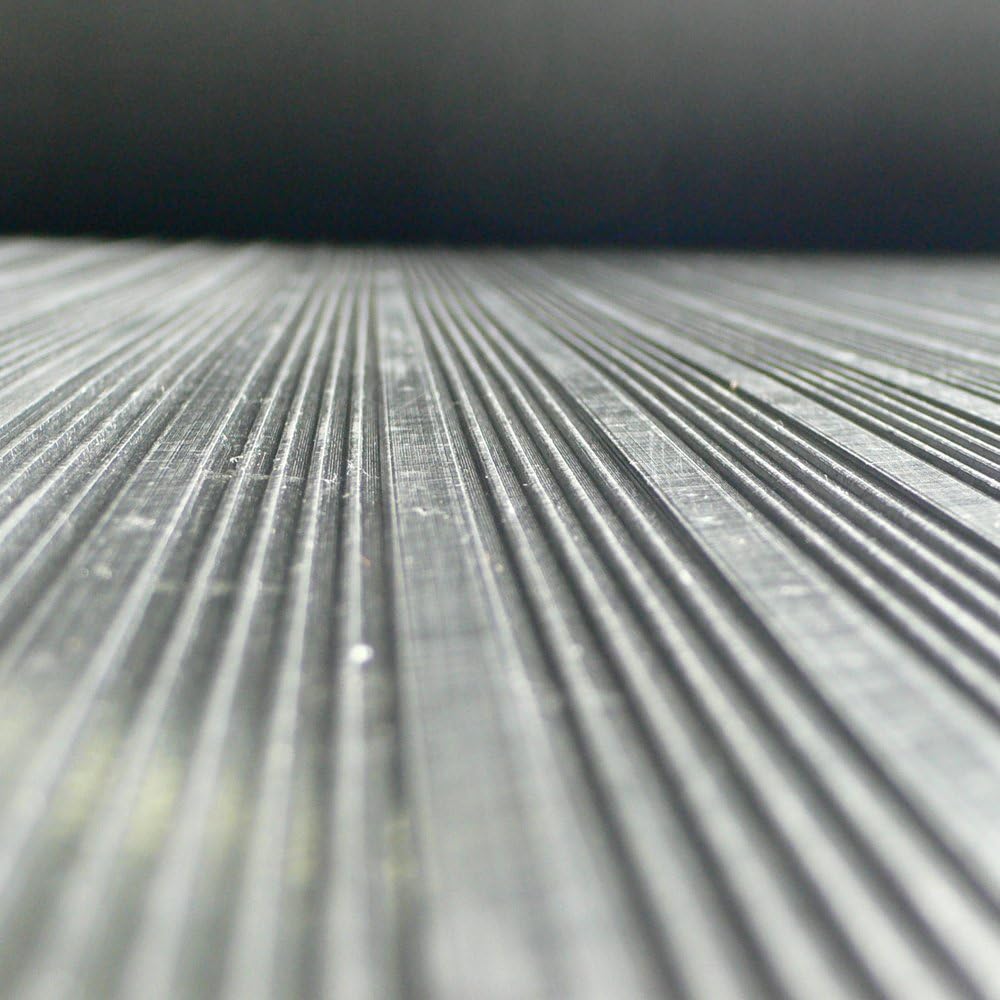 Rubber-Cal Composite-Rib Corrugated Rubber Floor Mat Roll, 1/8 in Thick x 3 ft x 4 ft, Black