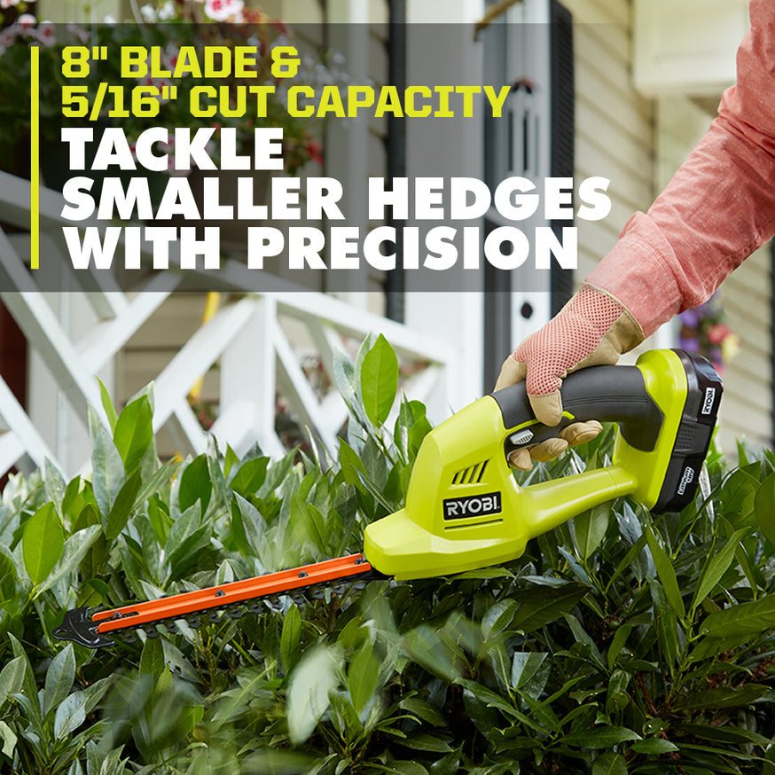 RYOBI ONE+ 18V Cordless Grass Shear and Shrubber Trimmer with 1.3Ah Battery and Charger