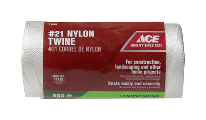 Ace #21 Nylon Twine, 860 ft – White Twisted