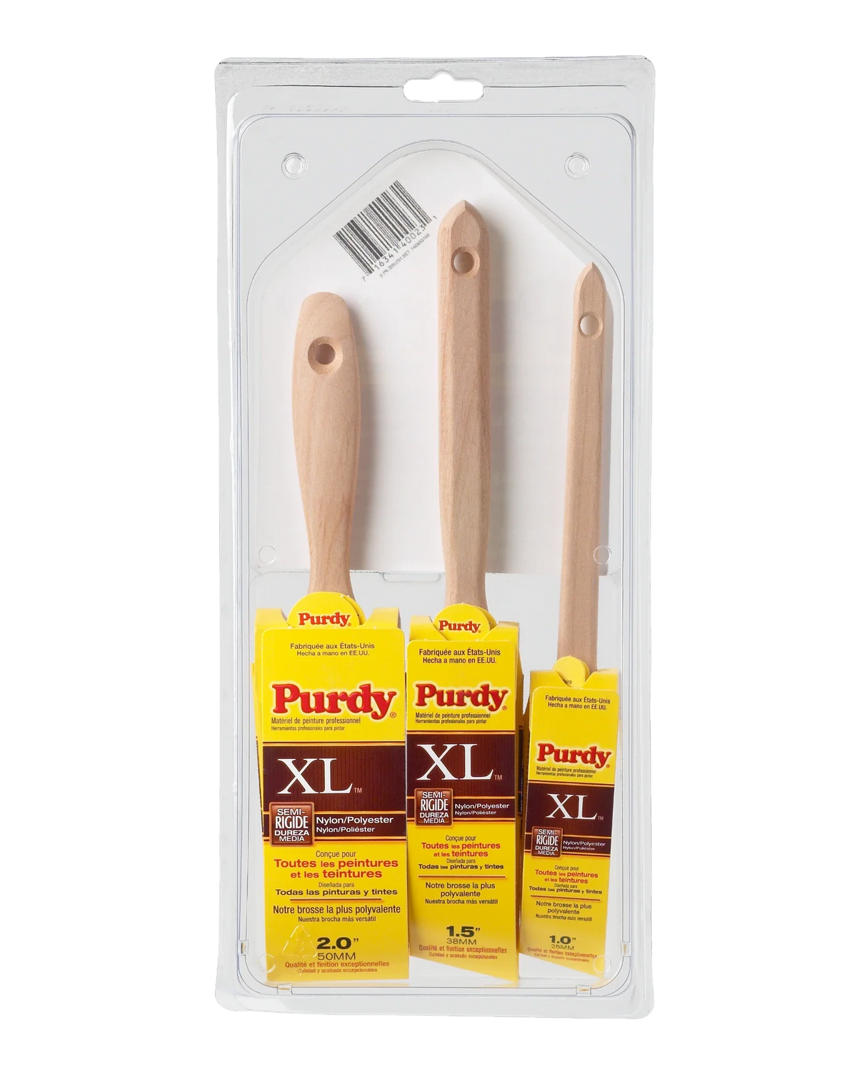 Purdy XL Paint Brush Multi-Pack, Nylon/Polyester Blend, Angle 1.5-in (with 1-in and 2-in) – 3-Pack