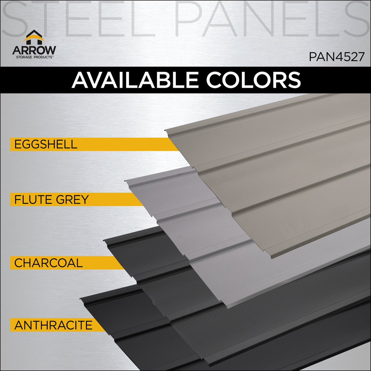 Arrow Steel Panels 2-ft x 4-ft Corrugated Anthracite Galvanized Steel Roof Panel, 8-Pack (PAN4527AN)