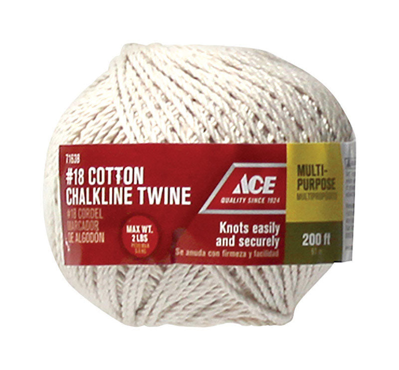 Ace #18 x 200 ft White Twisted Cotton Twine