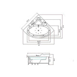 Miami with heater 53.14 in. Acrylic Center Drain Corner Alcove Whirlpool Bathtub in White - Super Arbor
