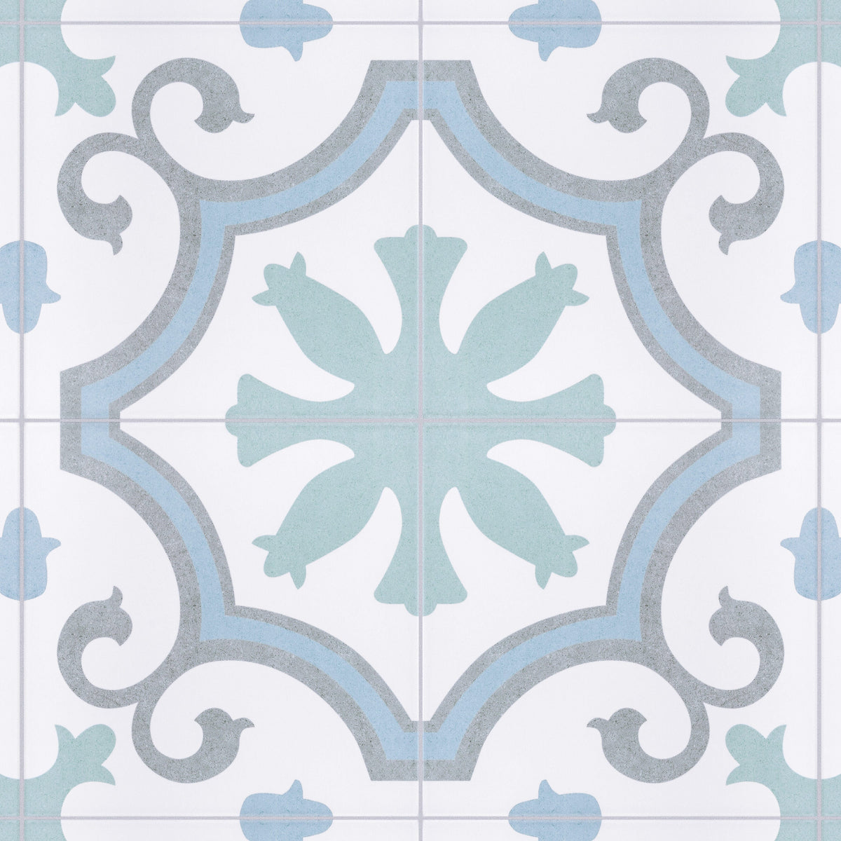 Affinity Tile Lacour Aqua 10-in x 10-in Satin Porcelain Encaustic Floor and Wall Tile product image