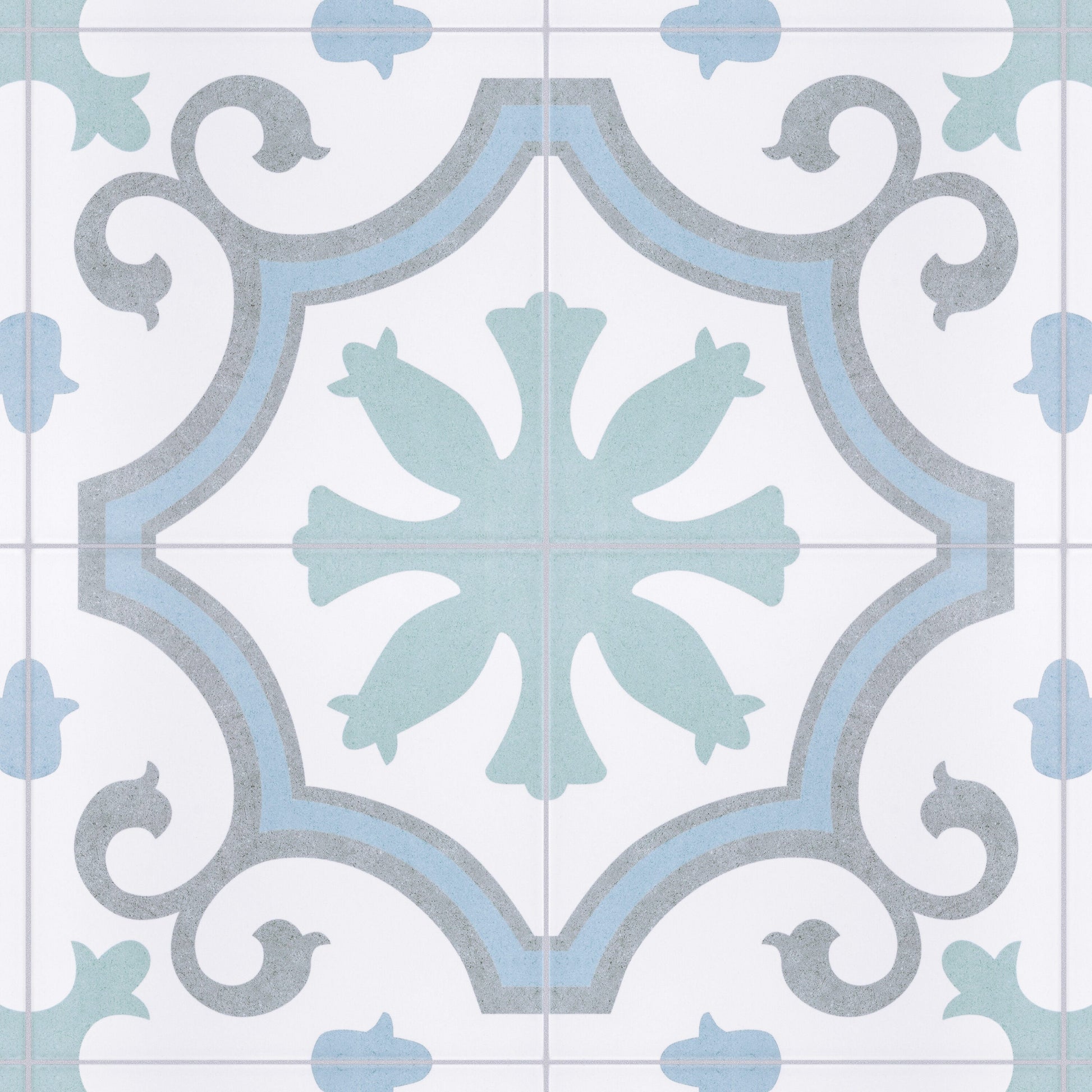 Affinity Tile Lacour Aqua 10-in x 10-in Satin Porcelain Encaustic Floor and Wall Tile product image