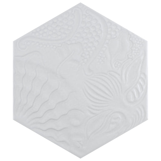 Affinity Tile Gaudi Lux Hex White 9-in x 10-in Multi-finish Porcelain Hexagon Floor and Wall Tile product image