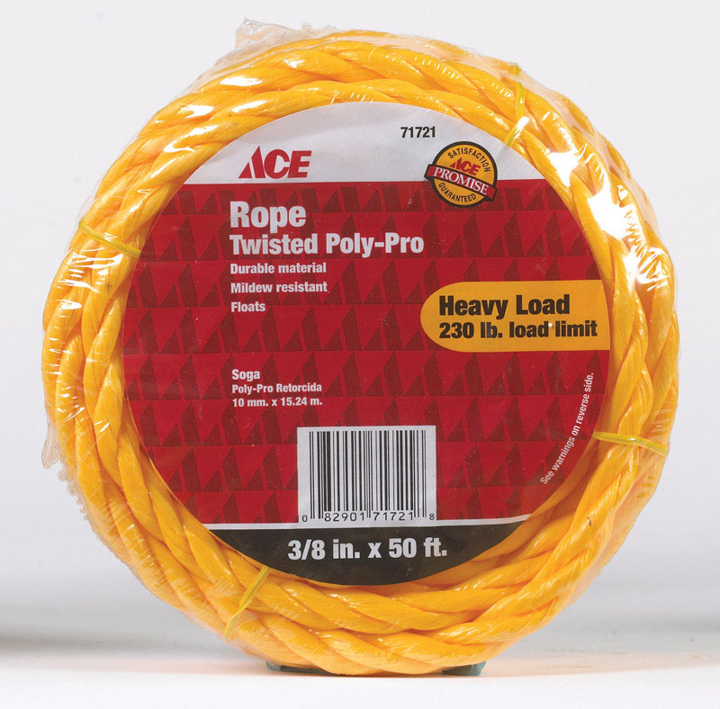 Ace 3/8 in. x 50 ft. Yellow Twisted Poly Rope