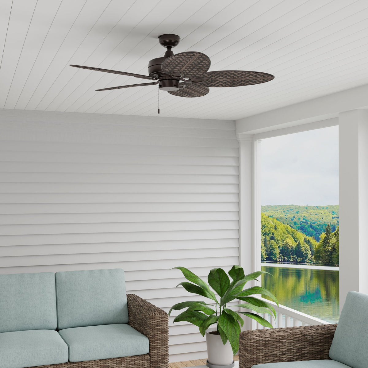 Harbor Breeze Tilghman II 52-in Bronze Indoor/Outdoor Ceiling Fan (5-Blade)