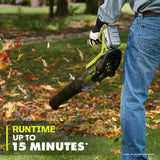 RYOBI Reconditioned ONE+ 18V Cordless Leaf Blower, 100 MPH, 280 CFM with 4.0 Ah Battery & Charger