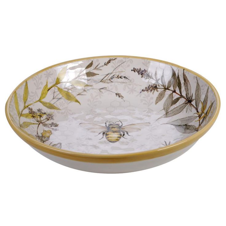 Bee Sweet 13 in. Multicolored Serving/Pasta Bowl