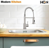 HGN Kitchen Faucet with Pull Down Sprayer, Brushed Nickel