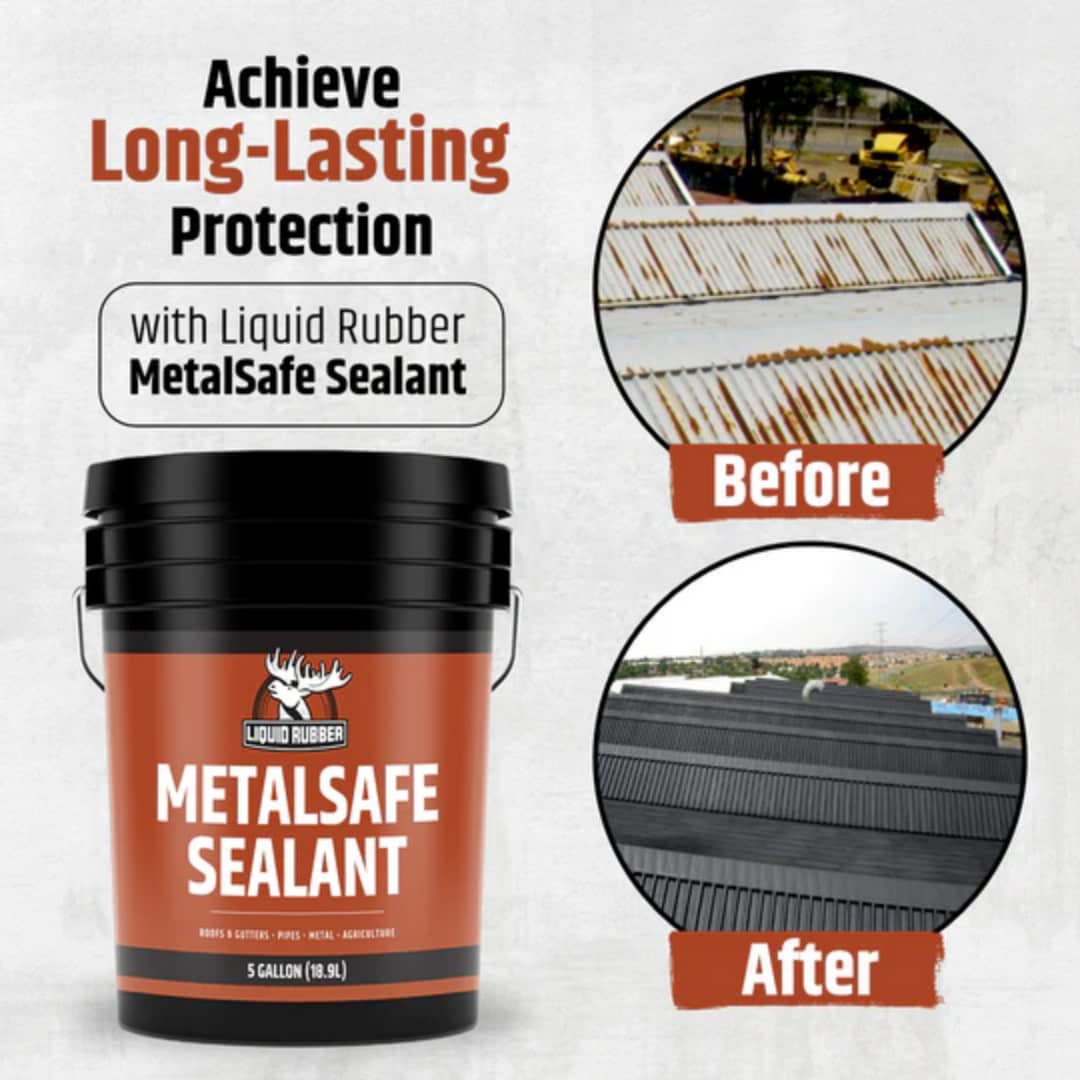 Liquid Rubber MetalSafe Waterproof Elastomeric Roof Sealant, 5-Gallon, Black