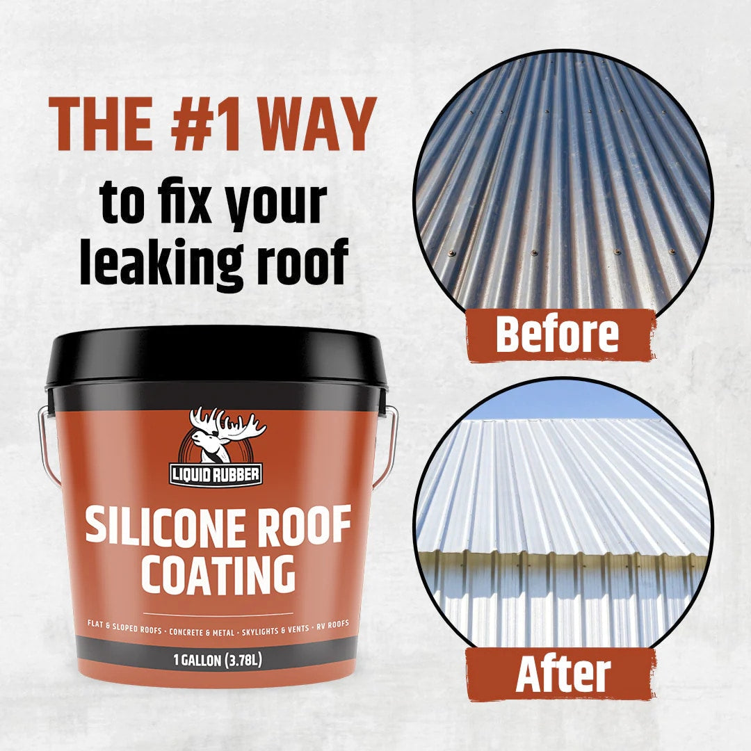 Liquid Rubber Silicone Roof Coating, Brilliant White, 4-Gallon (43201US) Waterproof Elastomeric Roof Sealant