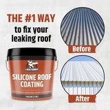 Liquid Rubber Silicone Roof Coating, Brilliant White, 4-Gallon (43201US) Waterproof Elastomeric Roof Sealant