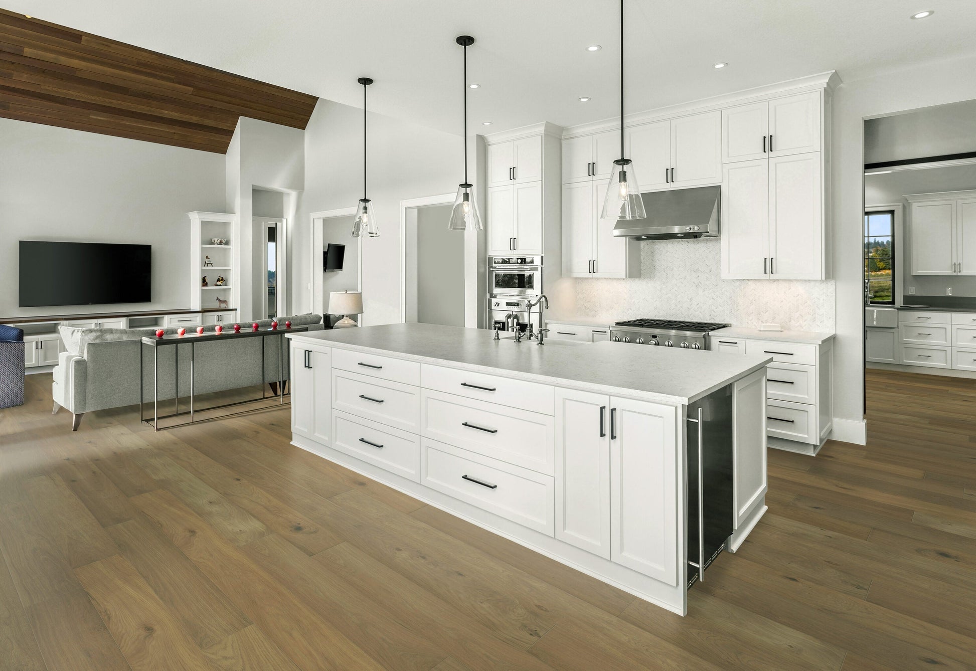 CALI European white oak Harbor Harvest hardwood flooring — installed room view