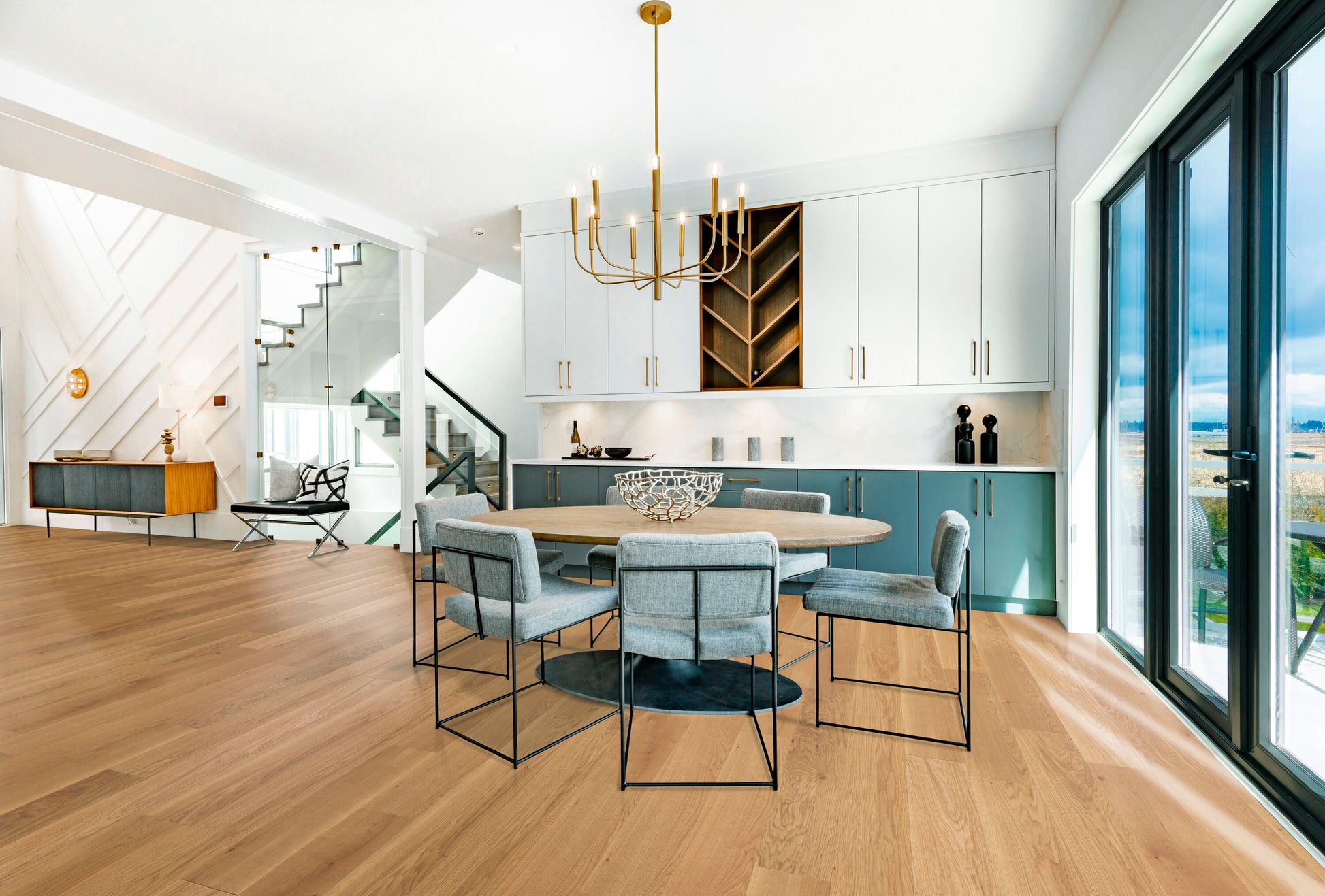 CALI European white oak Honeyed Harvest hardwood flooring — installed room view
