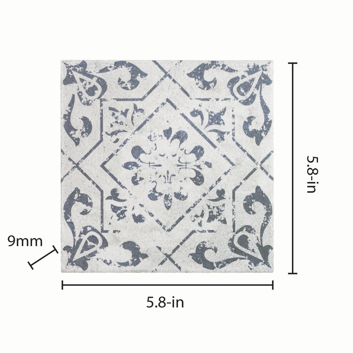 Elida Ceramica Cardosa Deco Squares 6-in x 6-in Matte Porcelain Encaustic Wall Tile