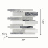 Elida Ceramica Bianca Blended 12-in x 12-in Polished Natural Stone Marble Linear Mosaic Wall Tile
