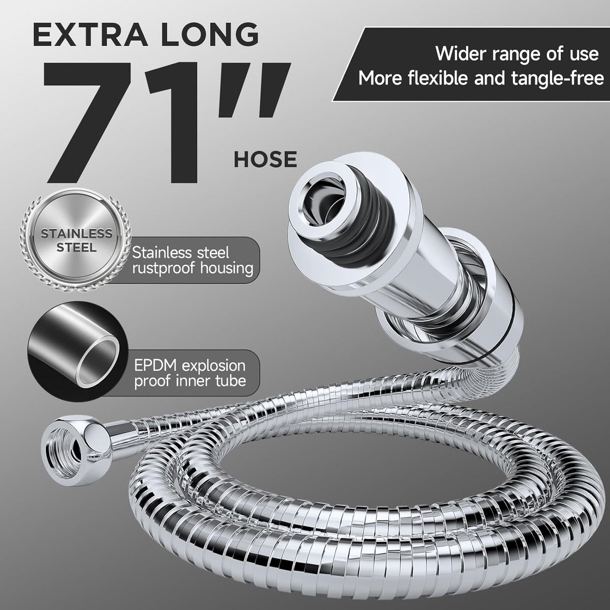 Veken Wide Rain Shower Head with Handheld Spray, High Pressure Combo with Adjustable Arm, Chrome Finish