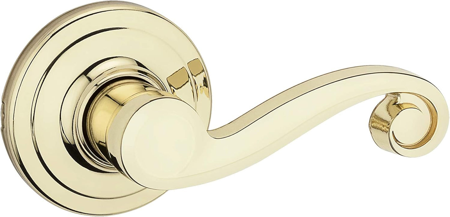 Kwikset Lido Polished Brass Dummy Lever – Right Handed