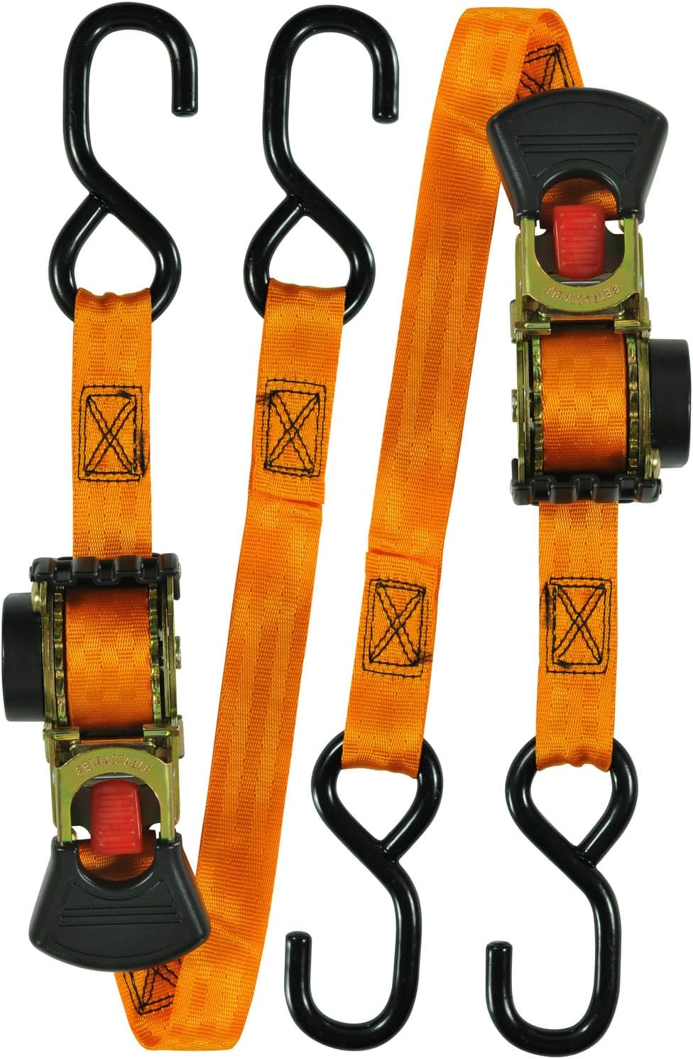 Keeper 1 in. x 6 ft. x 500 lbs. Retractable Motorcycle/ATV Ratchet Tie-Down Straps (2-Pack)