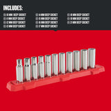 CRAFTSMAN 11-Piece Metric 1/2-in Drive 12-Point Deep Socket Set