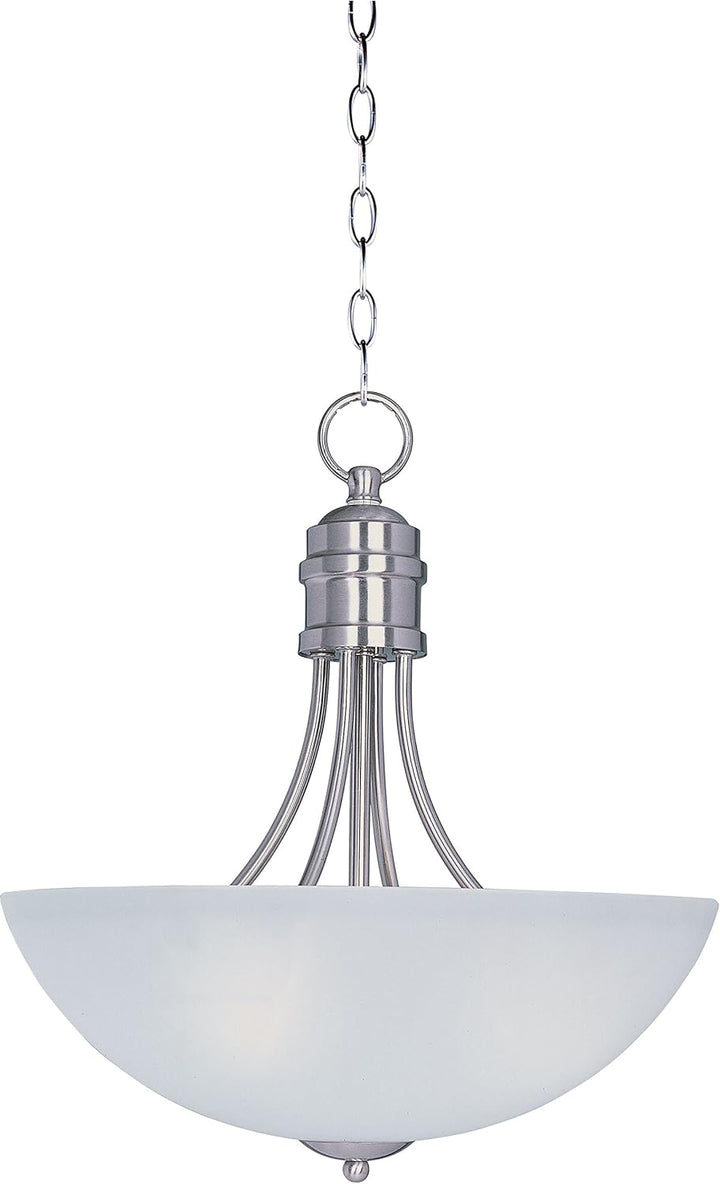 Maxim Lighting Logan Satin Nickel Frosted Glass 3-Light Inverted Bowl Pendant, 15.5" Wide