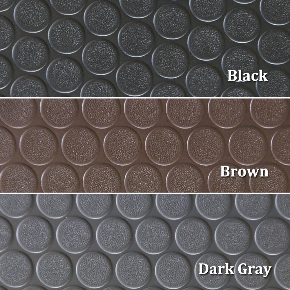 Rubber-Cal "Coin-Grip" Anti-Slip Rubber Mat, 2mm x 4ft x 4ft Rolled Rubber, Black