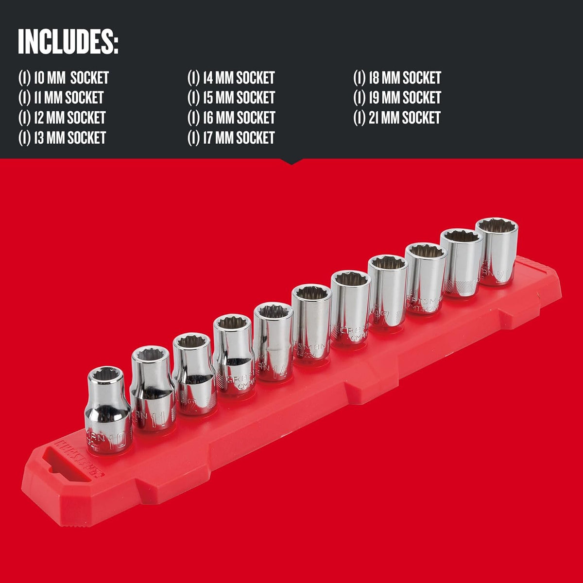 CRAFTSMAN 11-Piece Metric 1/2-in Drive 12-Point Shallow Socket Set