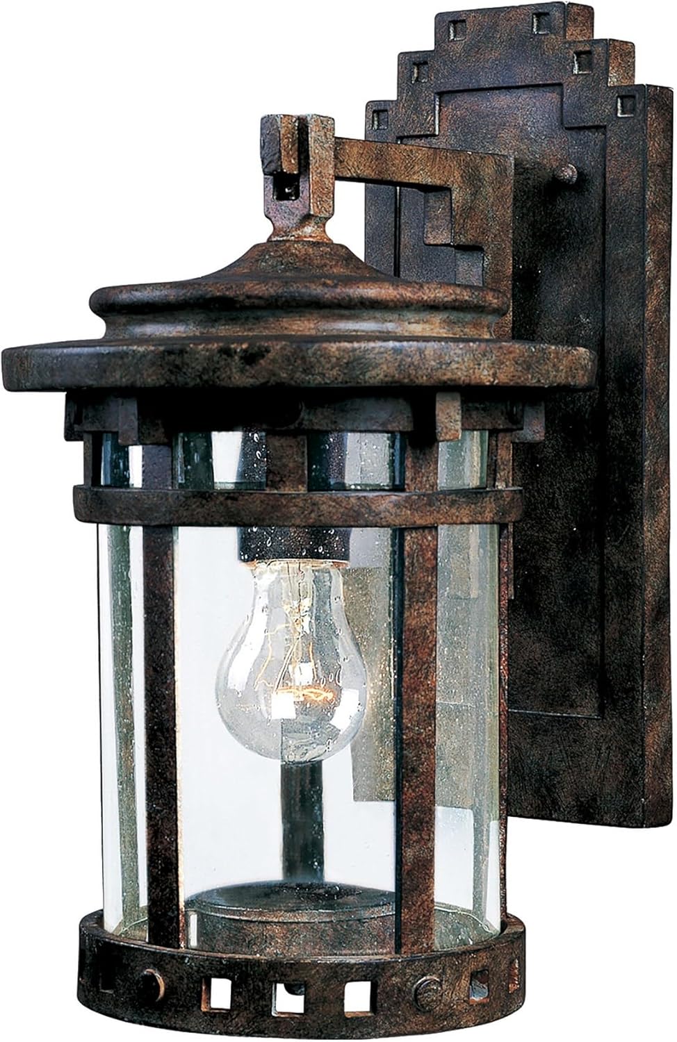 Maxim Lighting Santa Barbara VX 13-in H Outdoor Wall Lantern, Sienna Finish with Seedy Glass, Hardwired Incandescent
