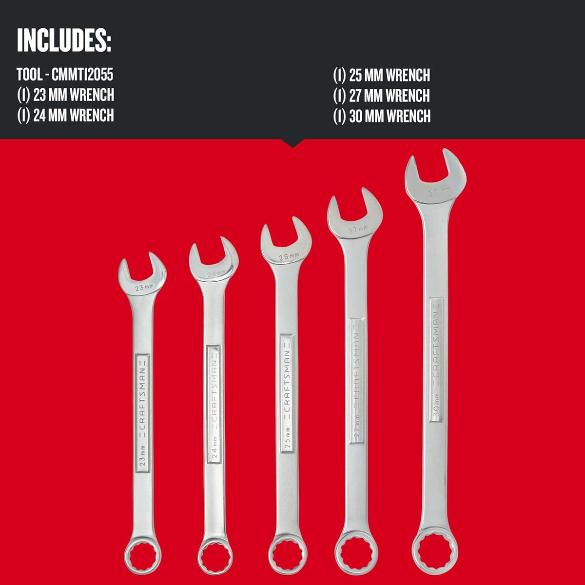 Craftsman 12-Point Metric Jumbo Combination Wrench Set, 5-Piece (CMMT12055)