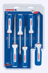 LENOX 6‑Piece Screwdriver Set – Sizes: PH #1 x 3", PH #2 x 4", PH #3 x 6", CB 3/16" x 3", SL 1/4" x 4", SL 5/16" x 6"