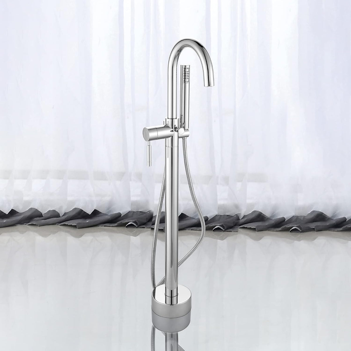 Ove Decors Athena Chrome 1-Handle Freestanding Bathtub Faucet with Hand Shower