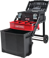 CRAFTSMAN 22-in Multi-Level Rolling Tool Box with Wheels, Black/Red, Lockable, CMST20880