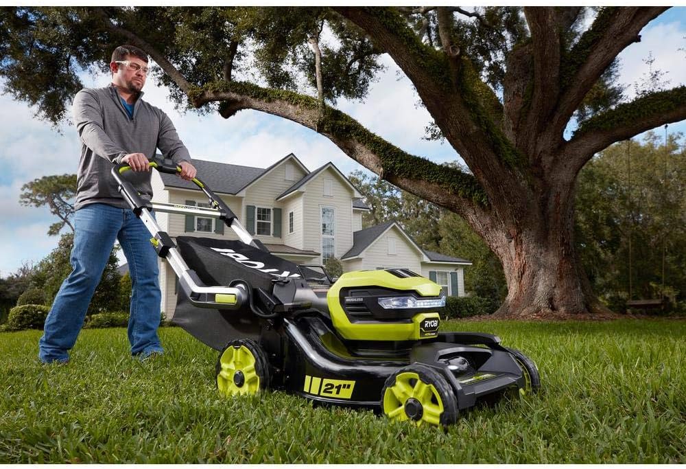 RYOBI 21 in. 40-Volt Brushless Lithium‑Ion Cordless SMART TREK Self‑Propelled Walk‑Behind Mower with 6.0Ah Battery and Charger