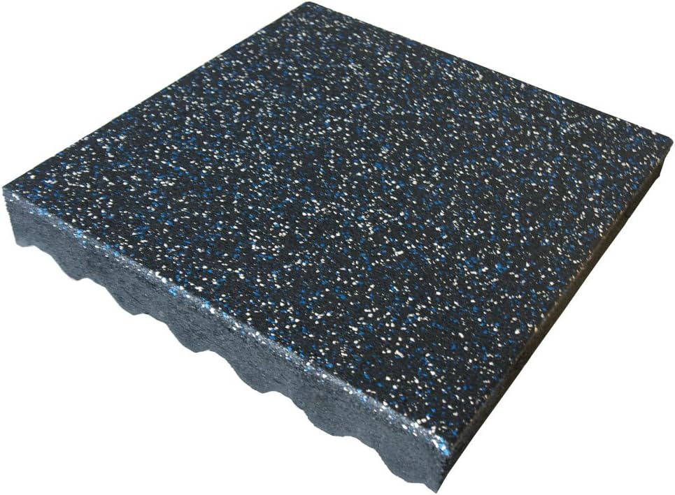 Rubber-Cal Eco-Safety Interlocking Playground Tile, 3" Thick, 19.5" x 19.5", Blue/White Speckled, Single Tile Covers 2.77 sq. ft.
